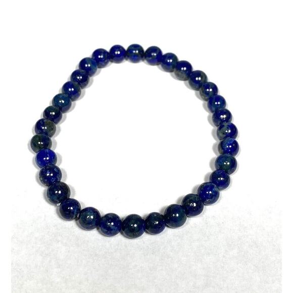 Bracelet Lapis Stone Beads Polished Stretch 6.75” - Picture 1 of 12